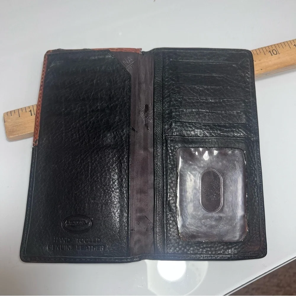 Buffalo Brand Traders Black & Brown Embossed Leather Wallet – Western Studded